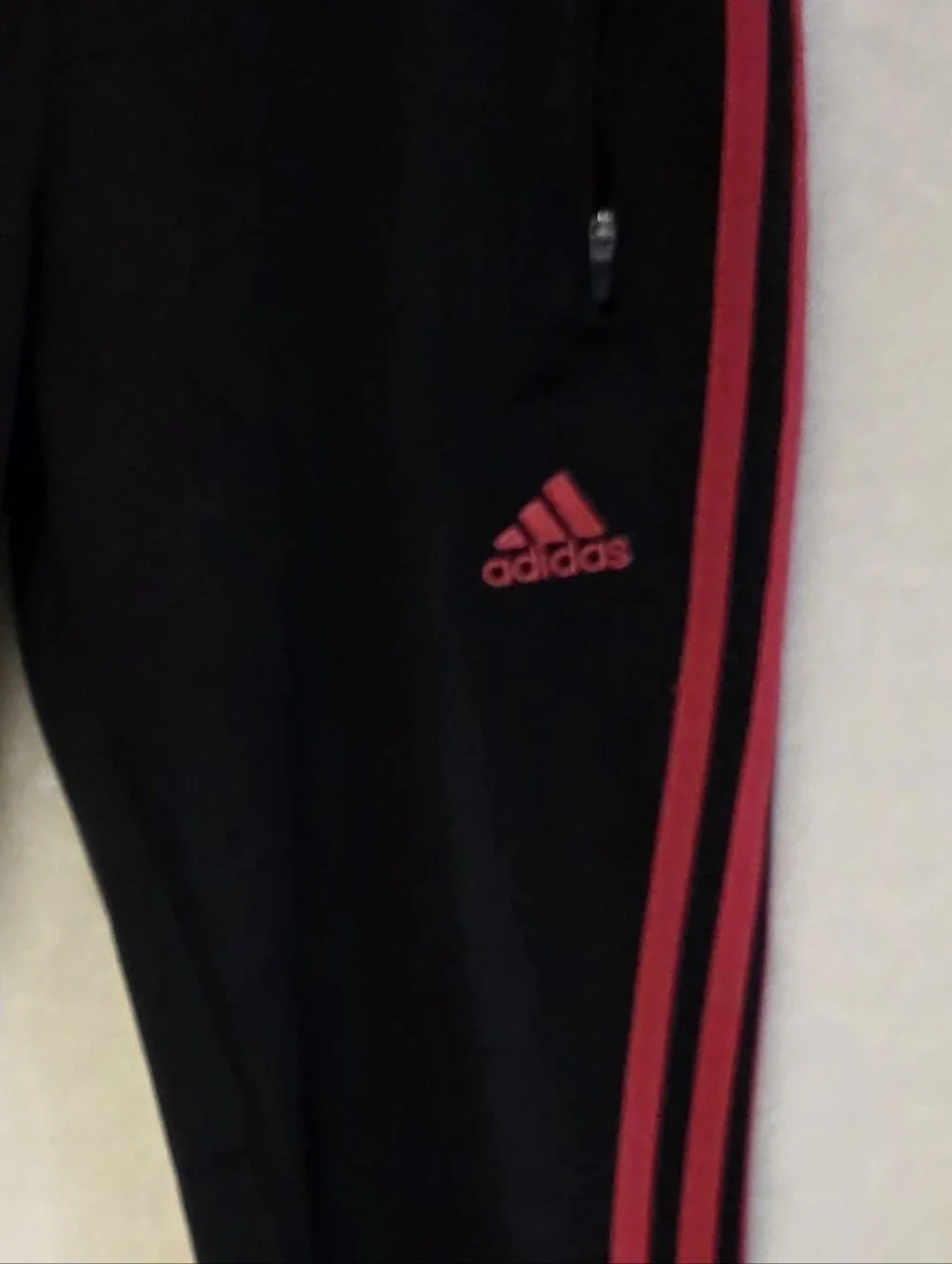 adidas Black With Hot Pink Stripe Details Athletic Joggers  Zip Pockets Size Sm.